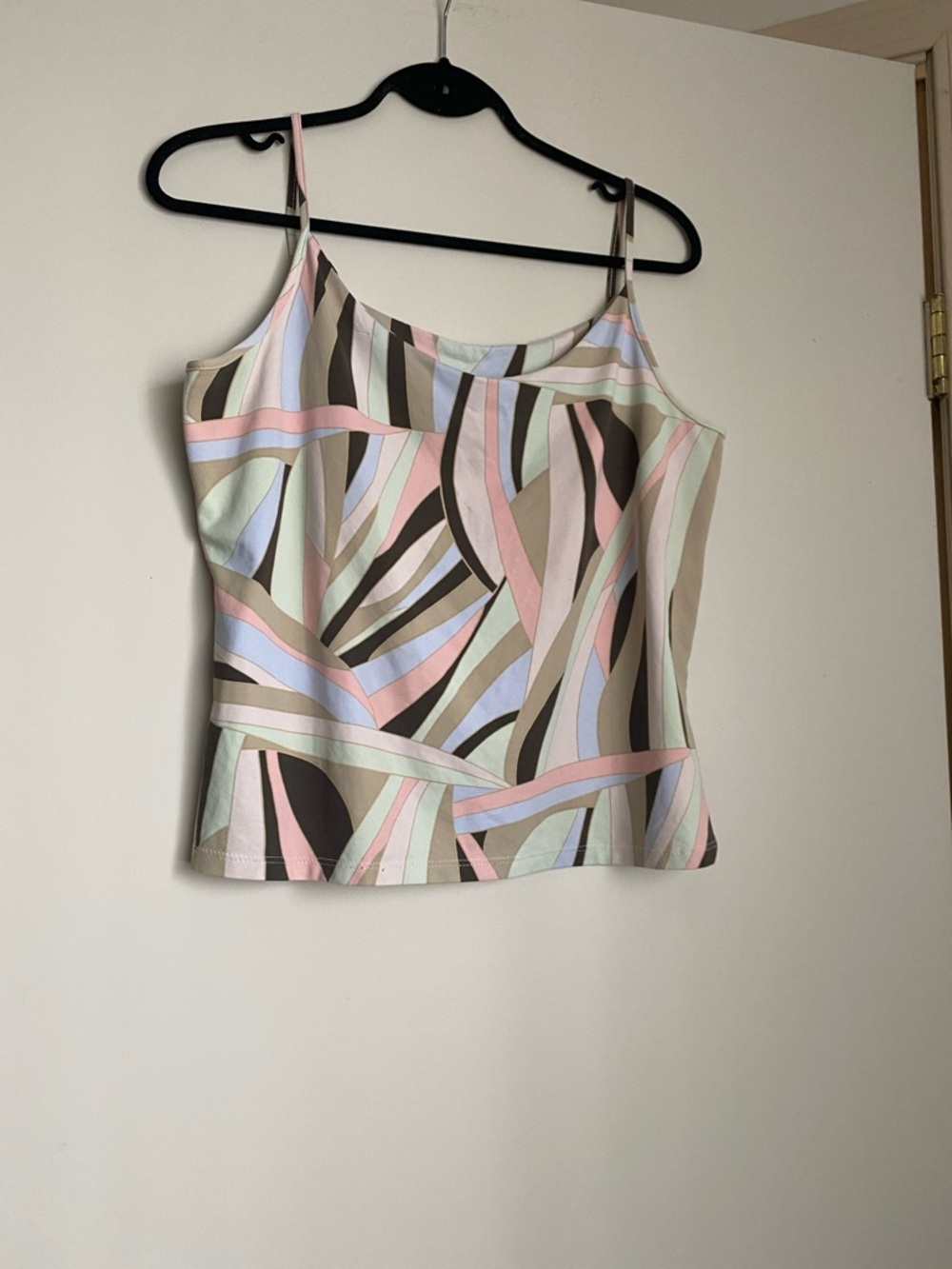 Spaghetti Strap Abstract Print Cami Top - Pastel Mix
